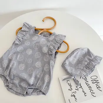 Ir 2021. Vasaras Baby Meitenes Bodysuit Lapu Izšuvumi Jaundzimušo Romper Apģērbs, Apģērbu Kokvilnas Zīdaiņu Apģērbu Ropa Bebe 0 3 6 12 24 mēneši