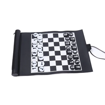 Roll PU Ādas Starptautiskās Šaha Komplekts Mini Portatīvie galda Spēles Bērniem Āra Ceļojumu Ģimenes Backgammon Galda Spēles Dāvanas