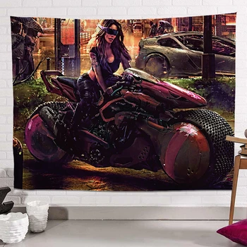 Vintage Sci-fi Filmas Plakātu Sienas Art Sieviešu motocikla braucējs Banner Karogu Sienas Karājas Gobelēns Kanvas Glezna Mājas Dekoru A2