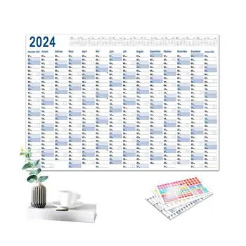 Gada Sienas Kalendārs 2024. Gadam Pārskata Gada Kārtu Grafiks Pilns Gada Kalendārs Ar 365 Dienu Kalendārs Lielo Plakātu, Kalendāru Akadēmisko Darbu